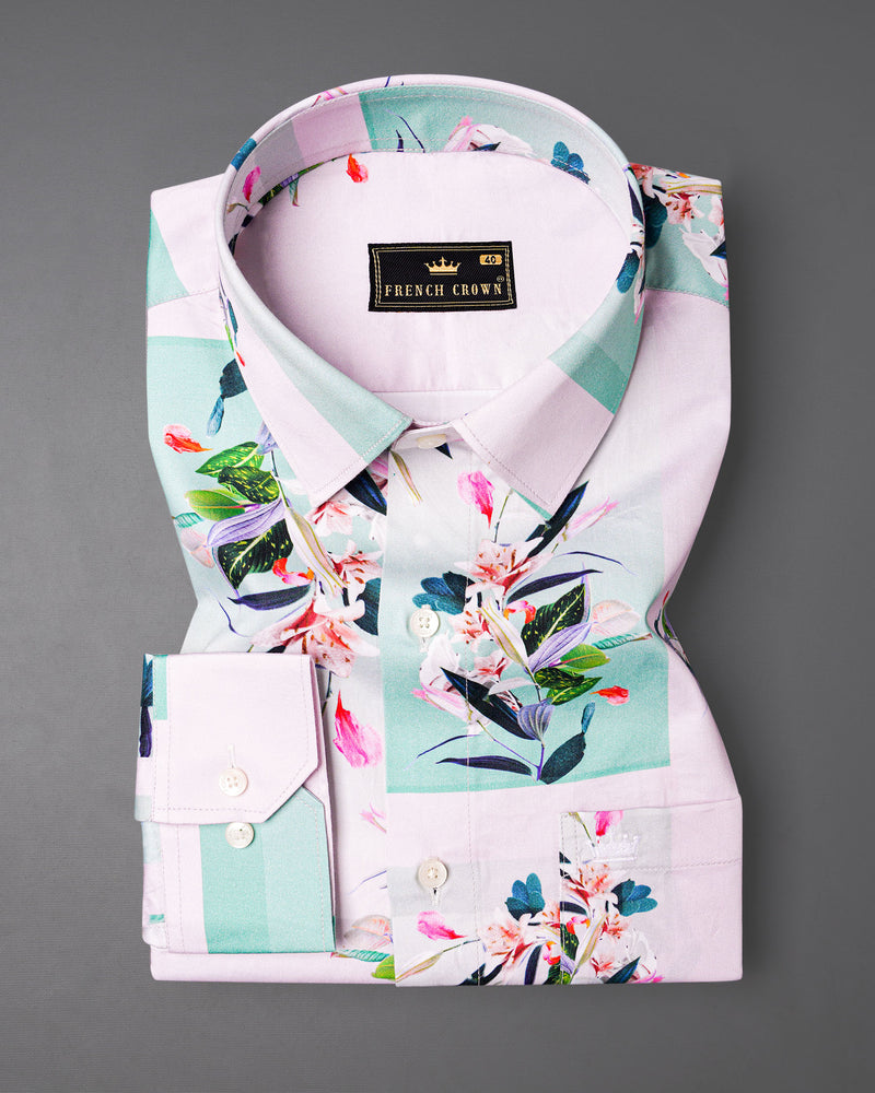 Pear Bush Pink Tropical Printed Super Soft Premium Cotton Designer Shirt