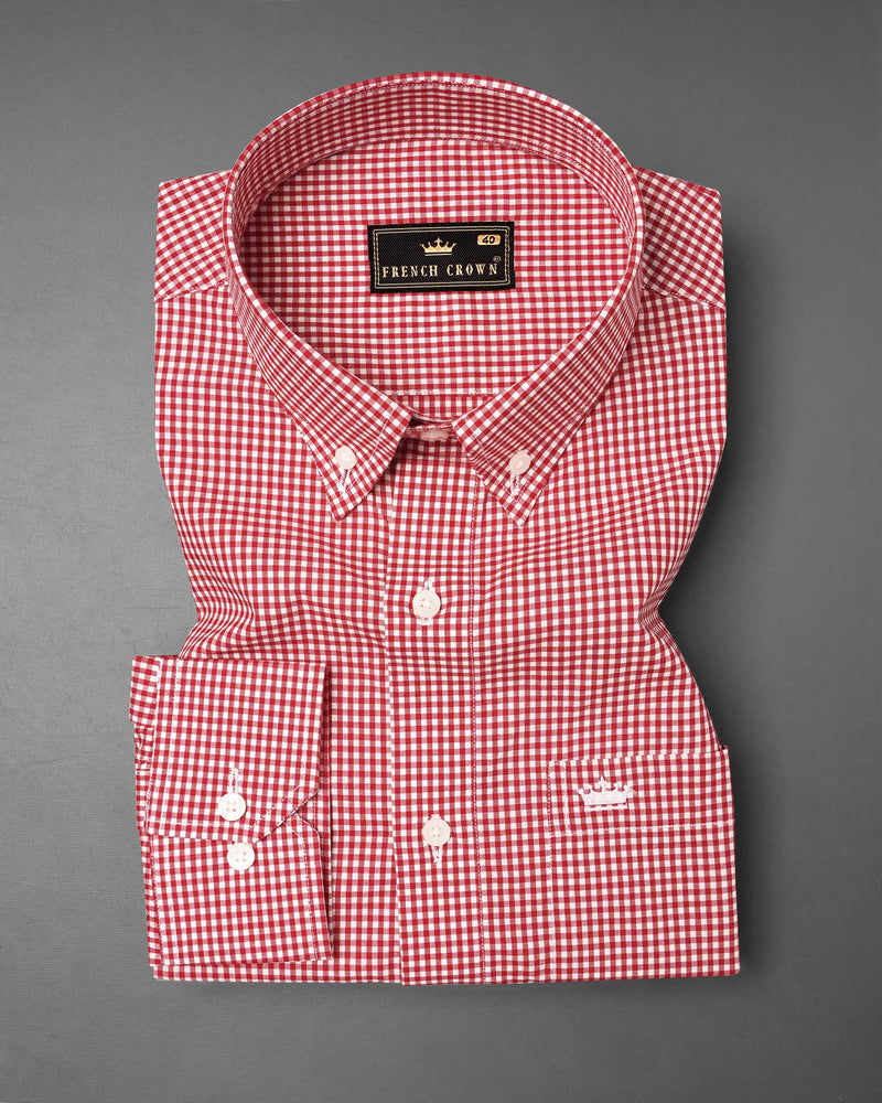 Red With White Gingham Premium Cotton Shirt