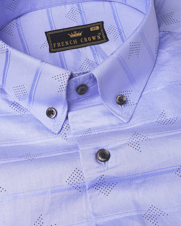Perano Blue Striped Dobby Texture Premium Giza Cotton Shirt