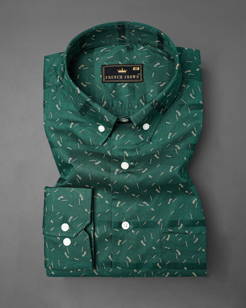 Eden Green Subtle Striped Dobby Texture Premium Giza Cotton Shirt
