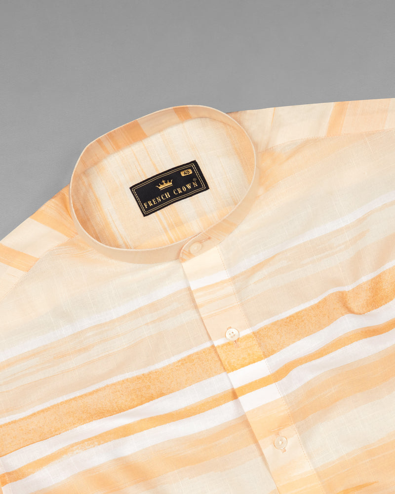 Neon Carrot and white Luxurious Linen Shirt