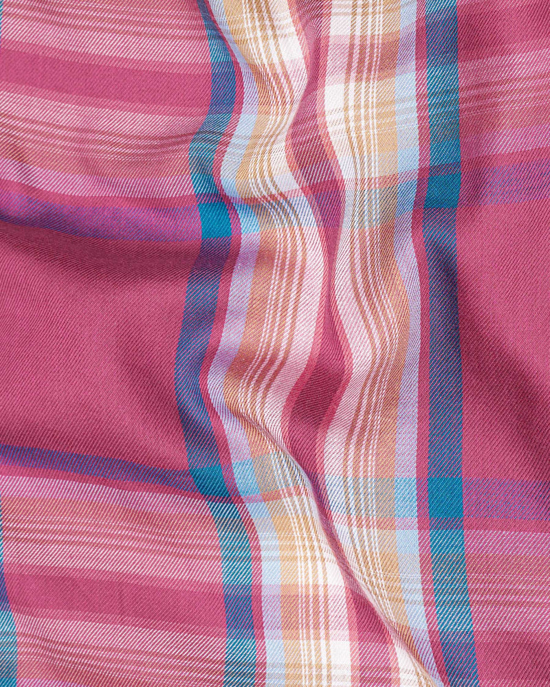 Tapestry Pink and Multicolored Twill Plaid Premium Cotton Shirt