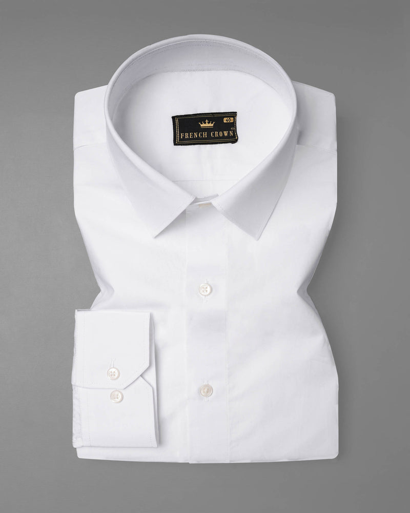 Bright White with Gingham Premium Cotton Designer Shirt