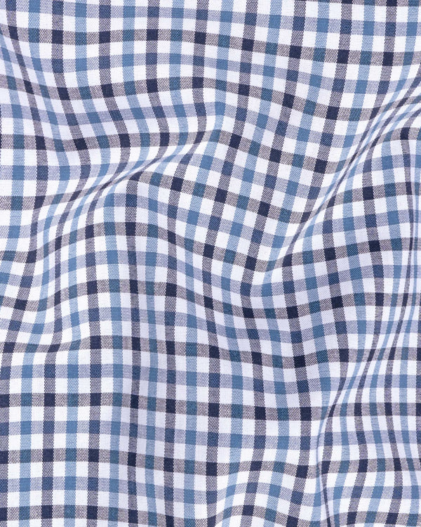 Amethyst Smoke with Waikawa Blue Checkered Premium Cotton Shirt