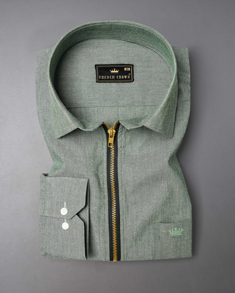 Chalice Green Dobby Textured overshirt