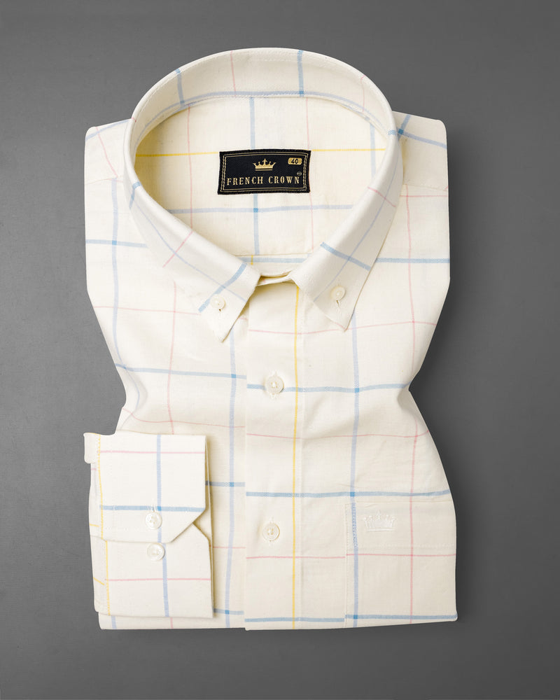 Merino Windowpane Royal Oxford Shirt