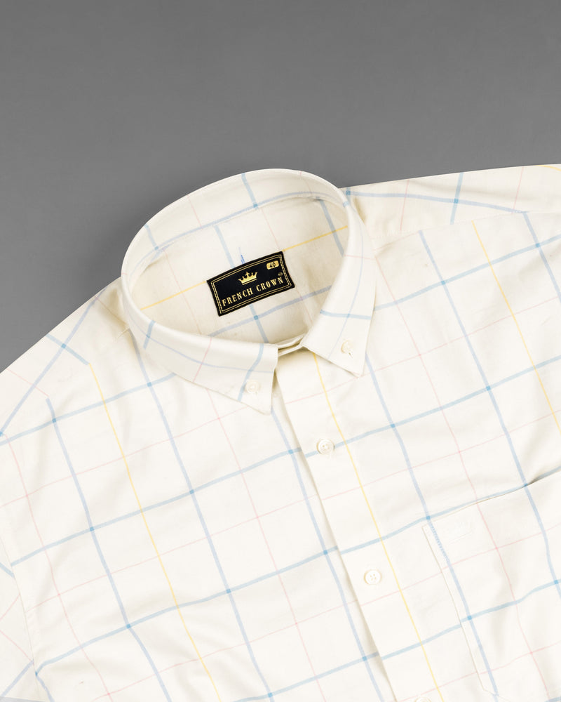 Merino Windowpane Royal Oxford Shirt