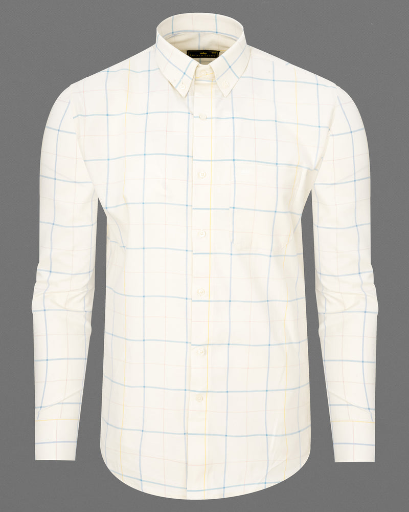 Merino Windowpane Royal Oxford Shirt