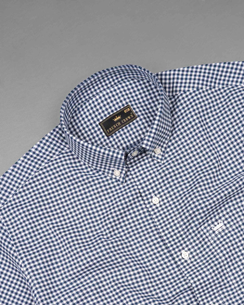 Downriver Blue and White Gingham Checkered Royal Oxford Shirt