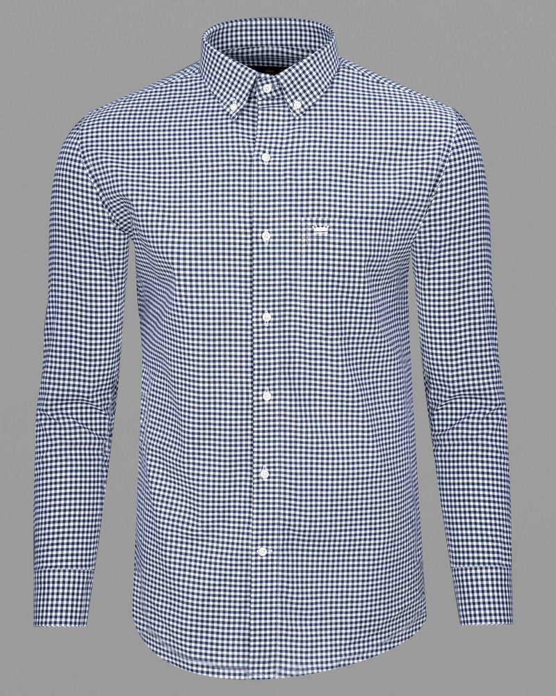 Downriver Blue and White Gingham Checkered Royal Oxford Shirt