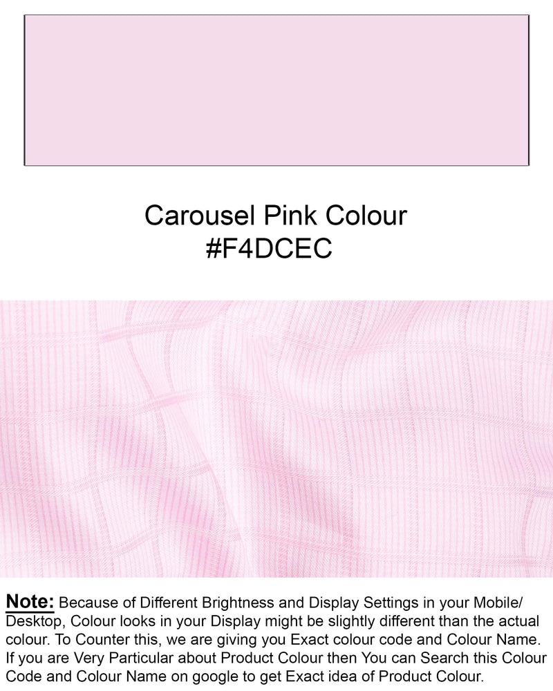 Carousel Pink Subtle Plaid Dobby Textured Premium Giza Cotton Shirt