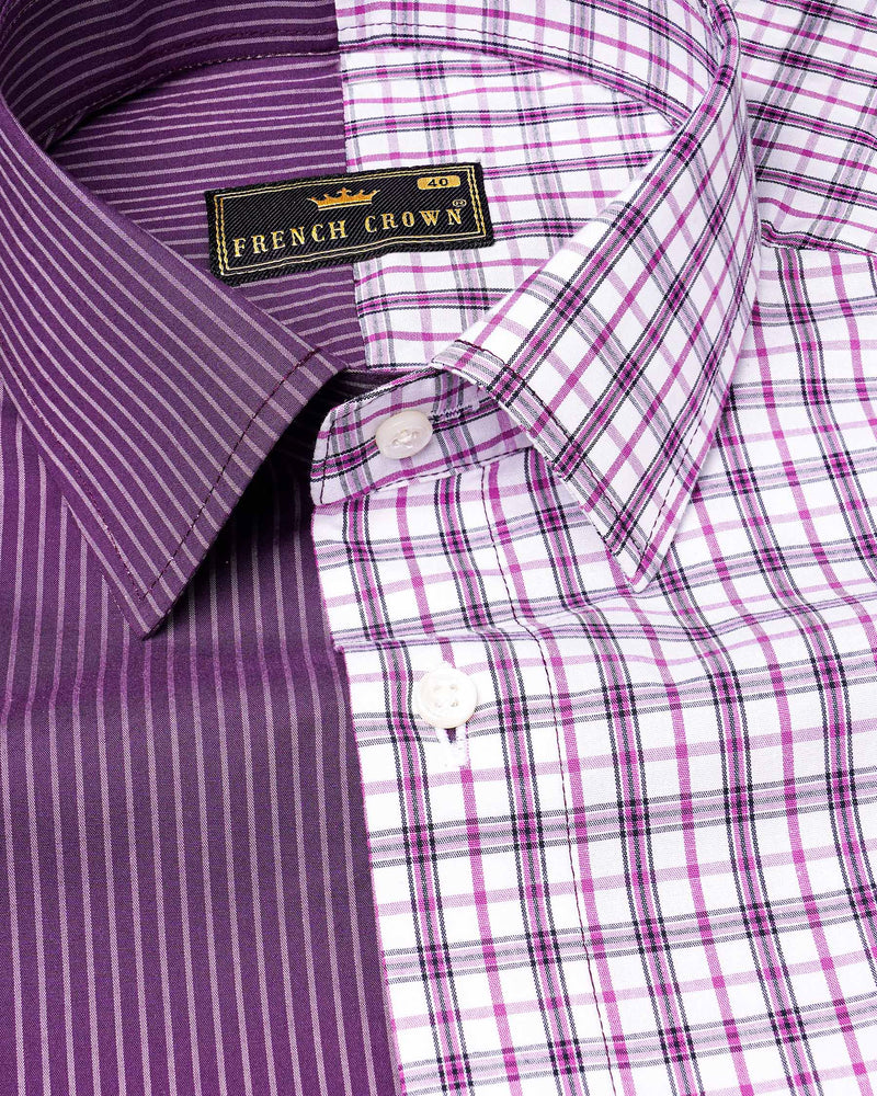 Half Checkered Half Striped Premium Cotton Designer Shirt