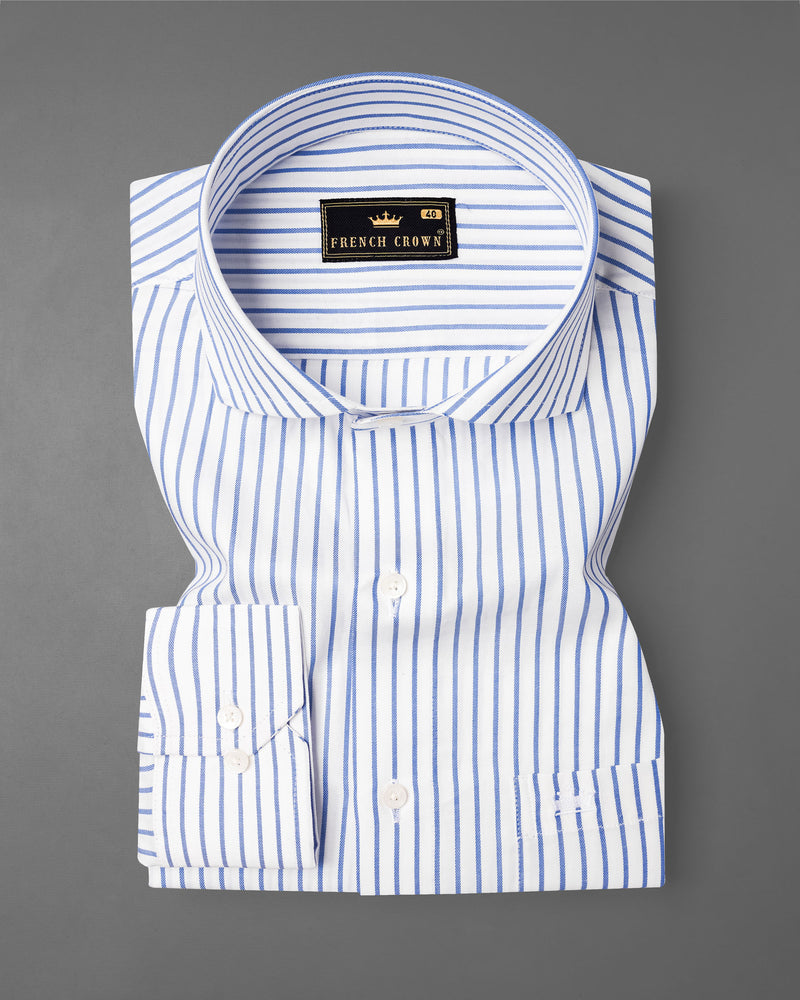 Porage Blue and White Twill Striped Shirt