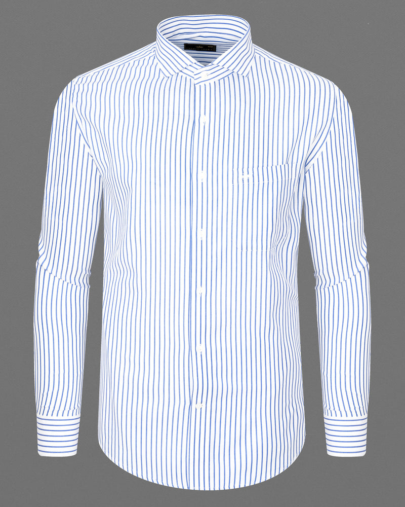 Porage Blue and White Twill Striped Shirt