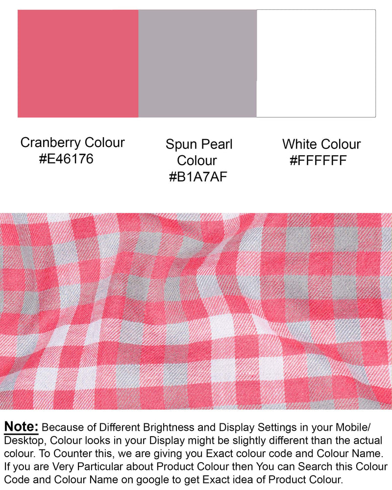 Cranberry Pink Twill Checkered Premium Cotton Shirt