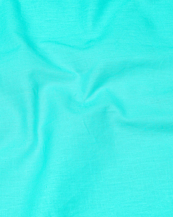 Bright Turquoise Luxurious Linen Kurta Shirt