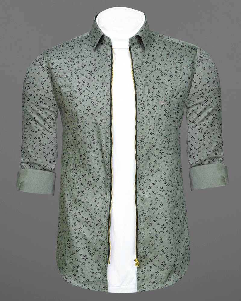 Stack Green Ditzy Royal Oxford zipper Over Shirt