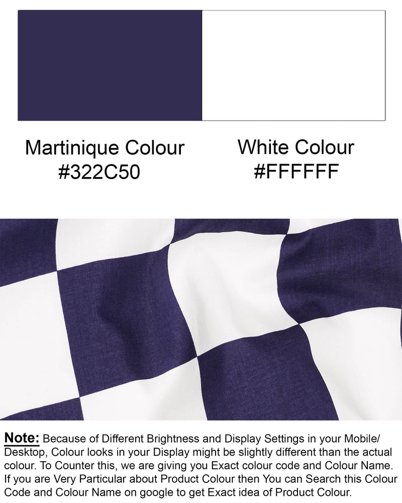 Martinique Blue and White Checked Premium Cotton Shirt