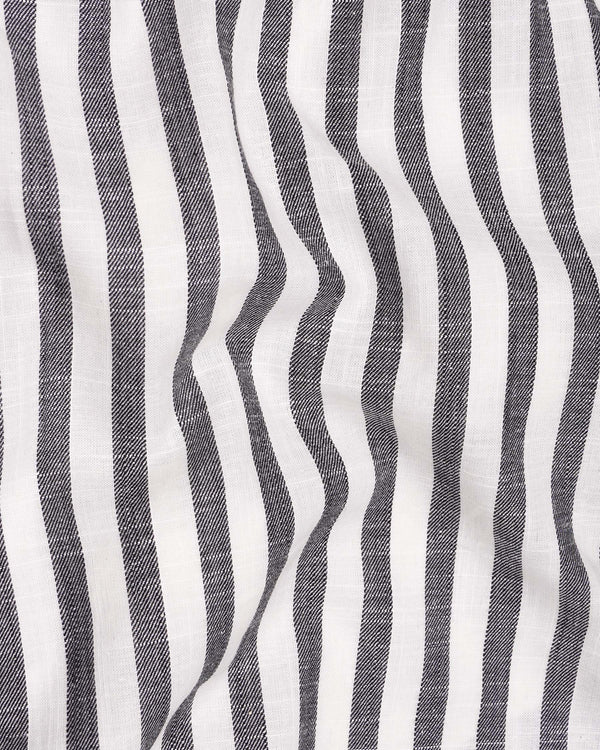 Wenge Gray and Gainsboro Twill Striped Premium Cotton Shirt