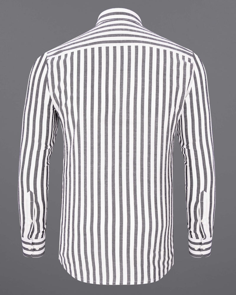 Wenge Gray and Gainsboro Twill Striped Premium Cotton Shirt