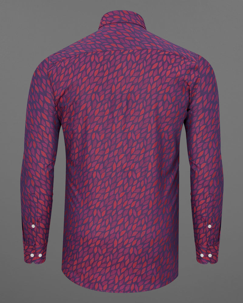 Voodoo Purple with Apple Blossom Red Jacquard Textured Premium Giza Cotton Shirt