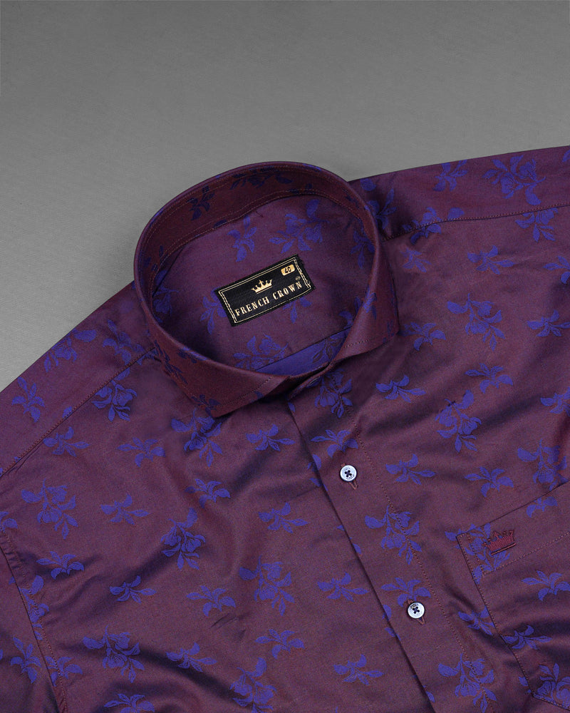 Matterhorn Purple with Scampi Blue Jacquard Textured Premium Giza Cotton Shirt