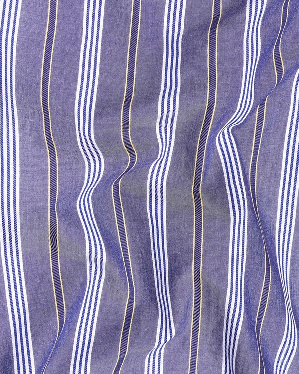 Scampi Blue Striped Dobby Textured Premium Giza Cotton Shirt