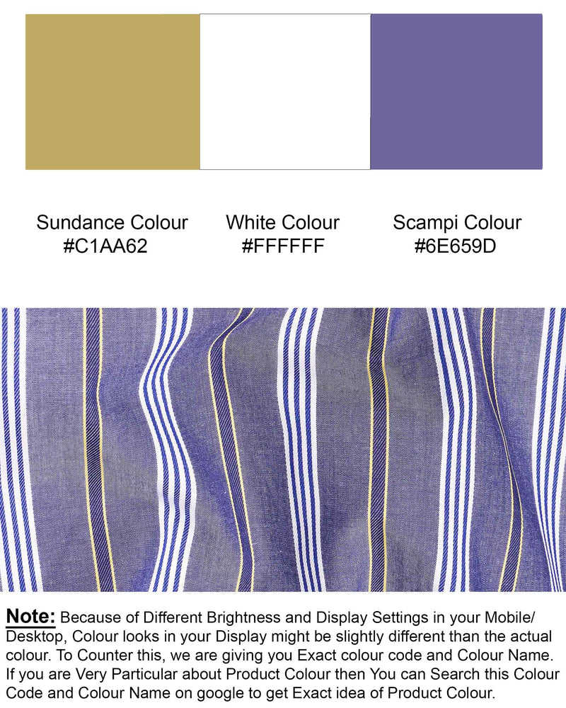 Scampi Blue Striped Dobby Textured Premium Giza Cotton Shirt