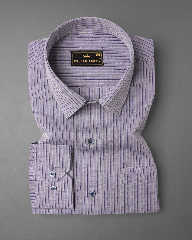 Venus Purple Pinstriped Luxurious Linen Shirt