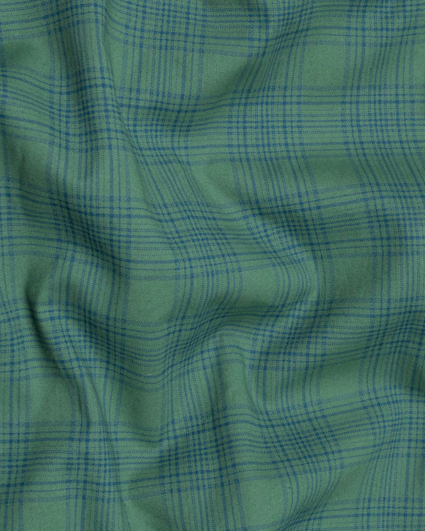 Viridian Green Plaid Premium Cotton Shirt
