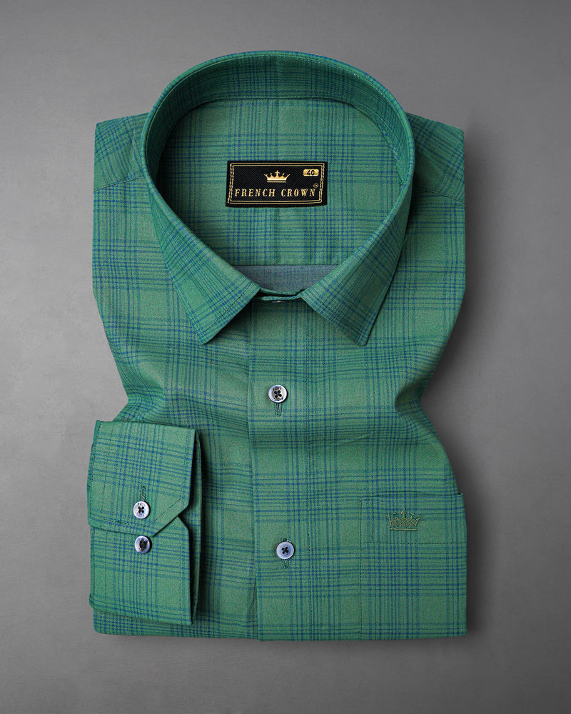 Viridian Green Plaid Premium Cotton Shirt