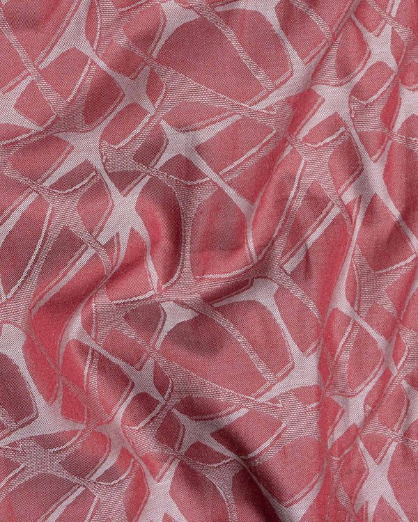 Coral Tree Red Web Jacquard Textured Premium Giza Cotton Shirt