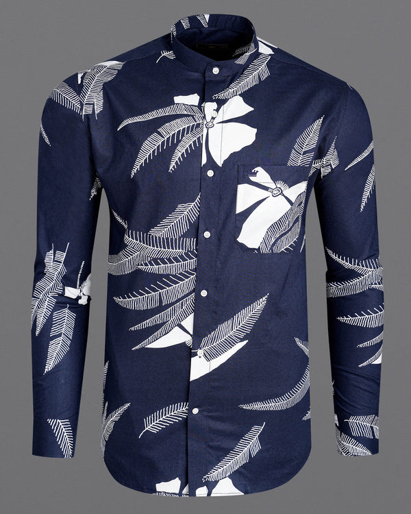 Martinique Blue with White Color Leaves Printed Premium Cotton Shirt 7502-M-38, 7502-M-H-38, 7502-M-39, 7502-M-H-39, 7502-M-40, 7502-M-H-40, 7502-M-42, 7502-M-H-42, 7502-M-44, 7502-M-H-44, 7502-M-46, 7502-M-H-46, 7502-M-48, 7502-M-H-48, 7502-M-50, 7502-M-H-50, 7502-M-52, 7502-M-H-52