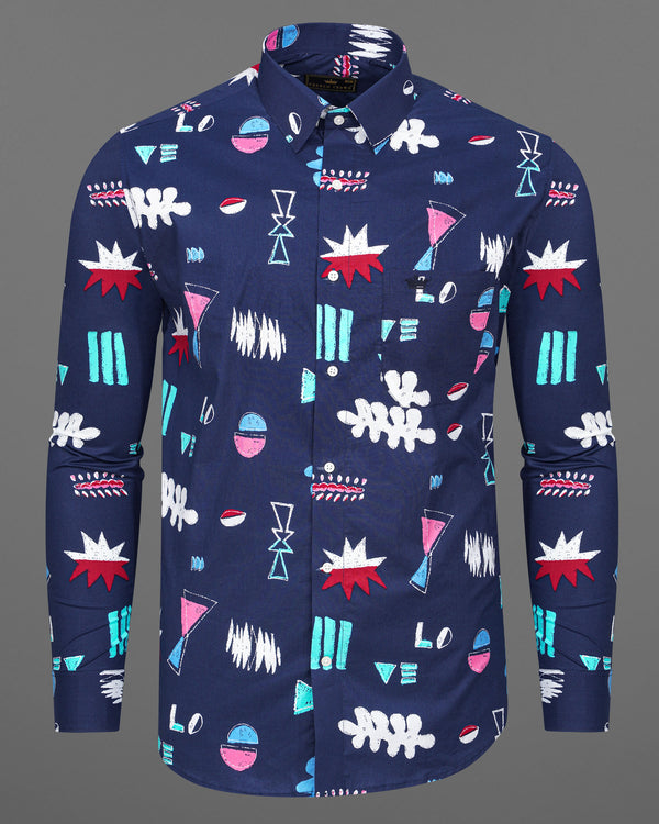 Fiord Blue with Multicolor Printed Premium Cotton Shirt 7521-38, 7521-H-38, 7521-39, 7521-H-39, 7521-40, 7521-H-40, 7521-42, 7521-H-42, 7521-44, 7521-H-44, 7521-46, 7521-H-46, 7521-48, 7521-H-48, 7521-50, 7521-H-50, 7521-52, 7521-H-52
