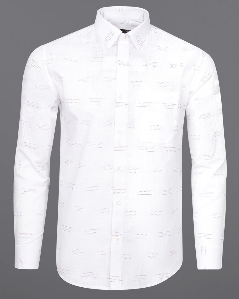 Bright White with Small Multicolor Dobby Textured Luxurious Linen Shirt 7522-38, 7522-H-38, 7522-39, 7522-H-39, 7522-40, 7522-H-40, 7522-42, 7522-H-42, 7522-44, 7522-H-44, 7522-46, 7522-H-46, 7522-48, 7522-H-48, 7522-50, 7522-H-50, 7522-52, 7522-H-52