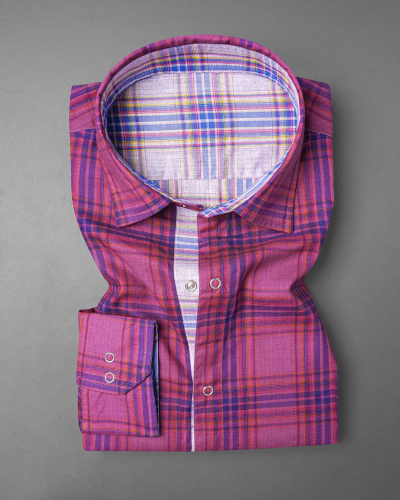 Mulberry Pink Plaid and Prelude Blue Plaid Herringbone Reversible Shirt 7541-38,7541-38,7541-39,7541-39,7541-40,7541-40,7541-42,7541-42,7541-44,7541-44,7541-46,7541-46,7541-48,7541-48,7541-50,7541-50,7541-52,7541-52