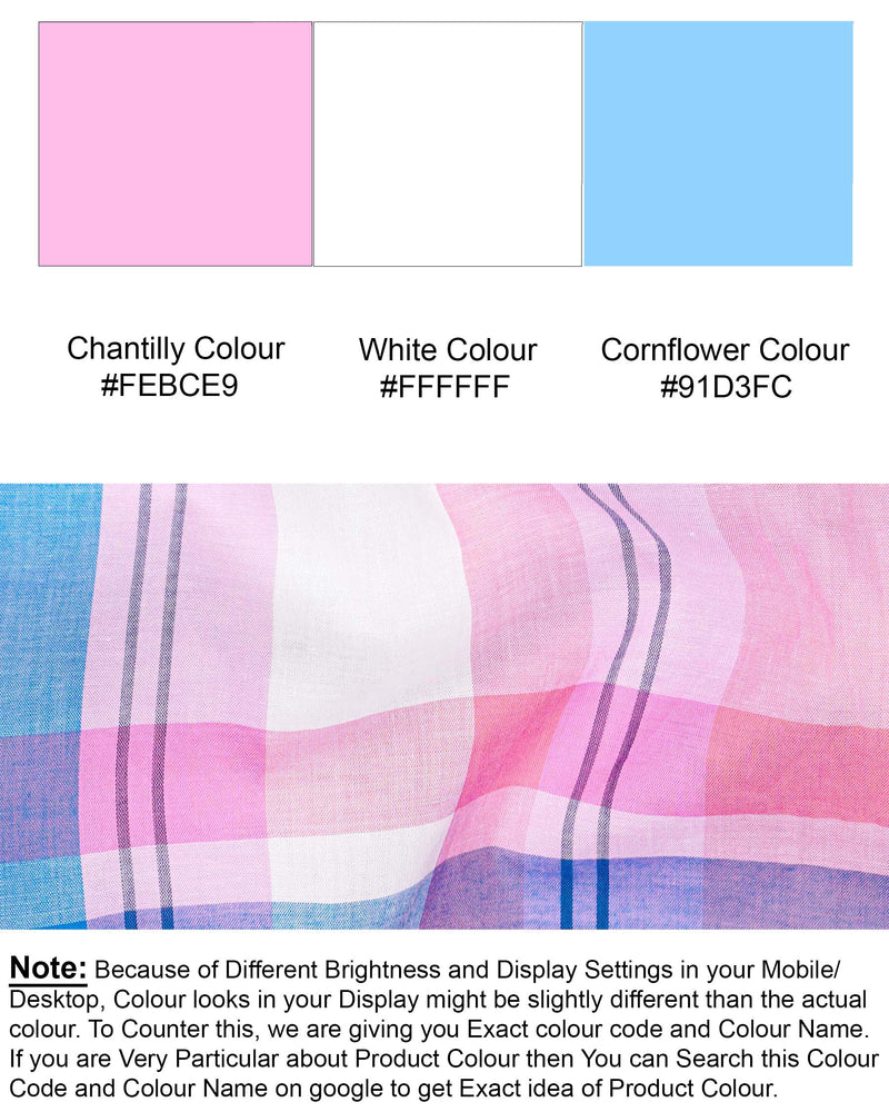 Chantilly Pink with Cornflower Blue Plaid Premium Cotton Shirt 7590-38,7590-38,7590-39,7590-39,7590-40,7590-40,7590-42,7590-42,7590-44,7590-44,7590-46,7590-46,7590-48,7590-48,7590-50,7590-50,7590-52,7590-52