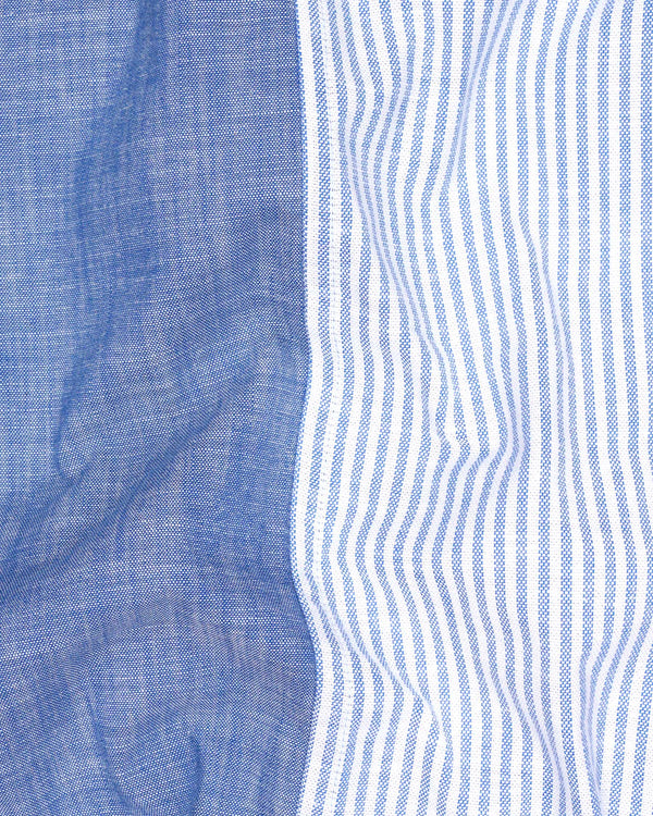 Half Striped Half Yonder Blue Royal Oxford Designer Shirt 7607-38,7607-38,7607-39,7607-39,7607-40,7607-40,7607-42,7607-42,7607-44,7607-44,7607-46,7607-46,7607-48,7607-48,7607-50,7607-50,7607-52,7607-52