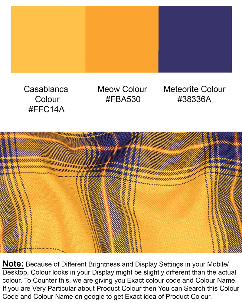 Casablanca Yellow with Meteorite Blue Twill Plaid Premium Cotton Shirt 7609-BD-38,7609-BD-38,7609-BD-39,7609-BD-39,7609-BD-40,7609-BD-40,7609-BD-42,7609-BD-42,7609-BD-44,7609-BD-44,7609-BD-46,7609-BD-46,7609-BD-48,7609-BD-48,7609-BD-50,7609-BD-50,7609-BD-52,7609-BD-52