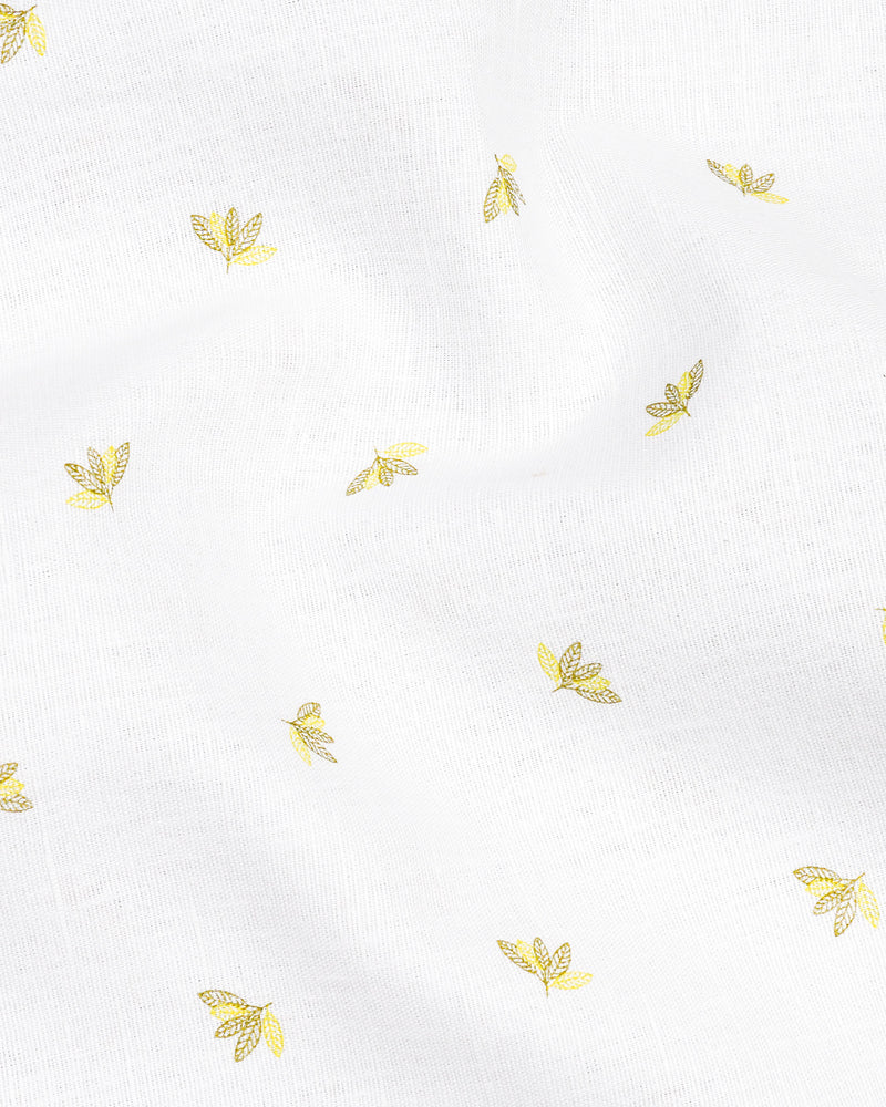 Bright White Leaves Printed Luxurious Linen Shirt 7673-YL-38,7673-YL-38,7673-YL-39,7673-YL-39,7673-YL-40,7673-YL-40,7673-YL-42,7673-YL-42,7673-YL-44,7673-YL-44,7673-YL-46,7673-YL-46,7673-YL-48,7673-YL-48,7673-YL-50,7673-YL-50,7673-YL-52,7673-YL-52