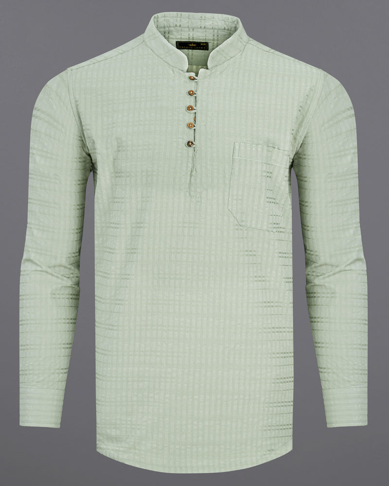 Clay Ash Green Heavyweight Striped Dobby Textured Premium Giza Cotton Kurta Shirt 7684-KS-38,7684-KS-38,7684-KS-39,7684-KS-39,7684-KS-40,7684-KS-40,7684-KS-42,7684-KS-42,7684-KS-44,7684-KS-44,7684-KS-46,7684-KS-46,7684-KS-48,7684-KS-48,7684-KS-50,7684-KS-50,7684-KS-52,7684-KS-52