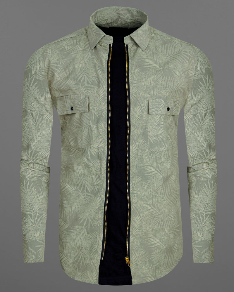 Cement Green Leaves Printed Royal Oxford Zipper Designer Overshirt 7715-OS-P181-38,7715-OS-P181-38,7715-OS-P181-39,7715-OS-P181-39,7715-OS-P181-40,7715-OS-P181-40,7715-OS-P181-42,7715-OS-P181-42,7715-OS-P181-44,7715-OS-P181-44,7715-OS-P181-46,7715-OS-P181-46,7715-OS-P181-48,7715-OS-P181-48,7715-OS-P181-50,7715-OS-P181-50,7715-OS-P181-52,7715-OS-P181-52