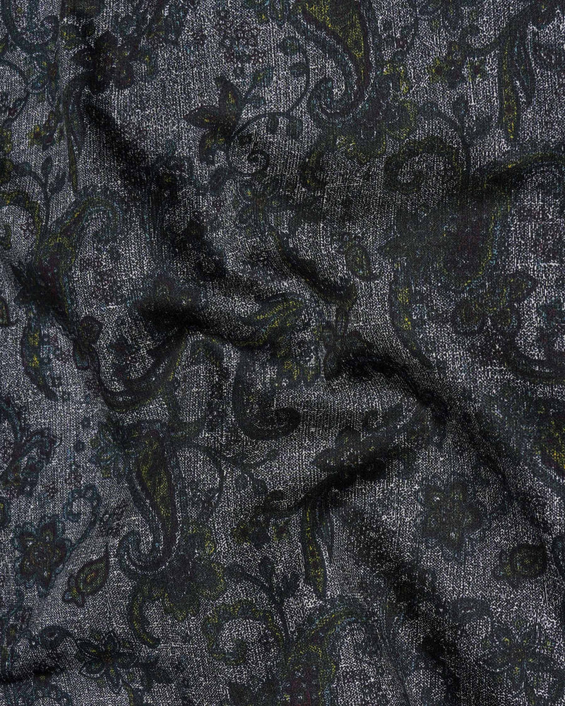 Storm Dust Gray and Mirage Black Paisley Printed Super Soft Premium Cotton Shirt 7757-GR-38,7757-GR-38,7757-GR-39,7757-GR-39,7757-GR-40,7757-GR-40,7757-GR-42,7757-GR-42,7757-GR-44,7757-GR-44,7757-GR-46,7757-GR-46,7757-GR-48,7757-GR-48,7757-GR-50,7757-GR-50,7757-GR-52,7757-GR-52