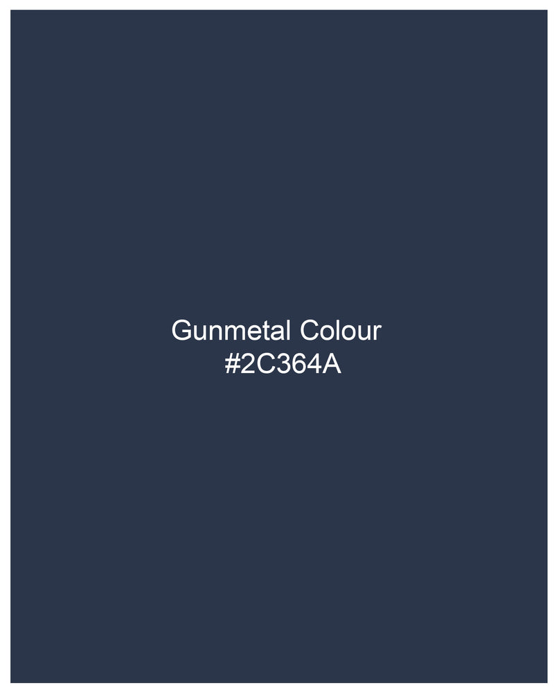 Gunmetal Blue Chambray Textured Premium Cotton Designer Over Shirt