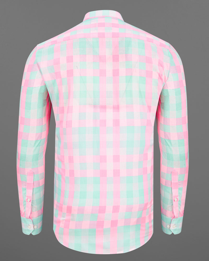 Cherry Blossom Pink and Onahau Sea Blue Plaid  Premium Cotton Kurta Shirt 7791-M-38,7791-M-38,7791-M-39,7791-M-39,7791-M-40,7791-M-40,7791-M-42,7791-M-42,7791-M-44,7791-M-44,7791-M-46,7791-M-46,7791-M-48,7791-M-48,7791-M-50,7791-M-50,7791-M-52,7791-M-52