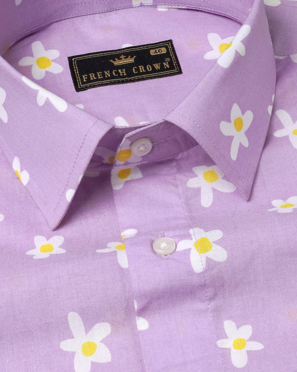 Lilac Lavender with Multi Colored Floral Printed Premium Cotton Shirt 7819-38,7819-38,7819-39,7819-39,7819-40,7819-40,7819-42,7819-42,7819-44,7819-44,7819-46,7819-46,7819-48,7819-48,7819-50,7819-50,7819-52,7819-52