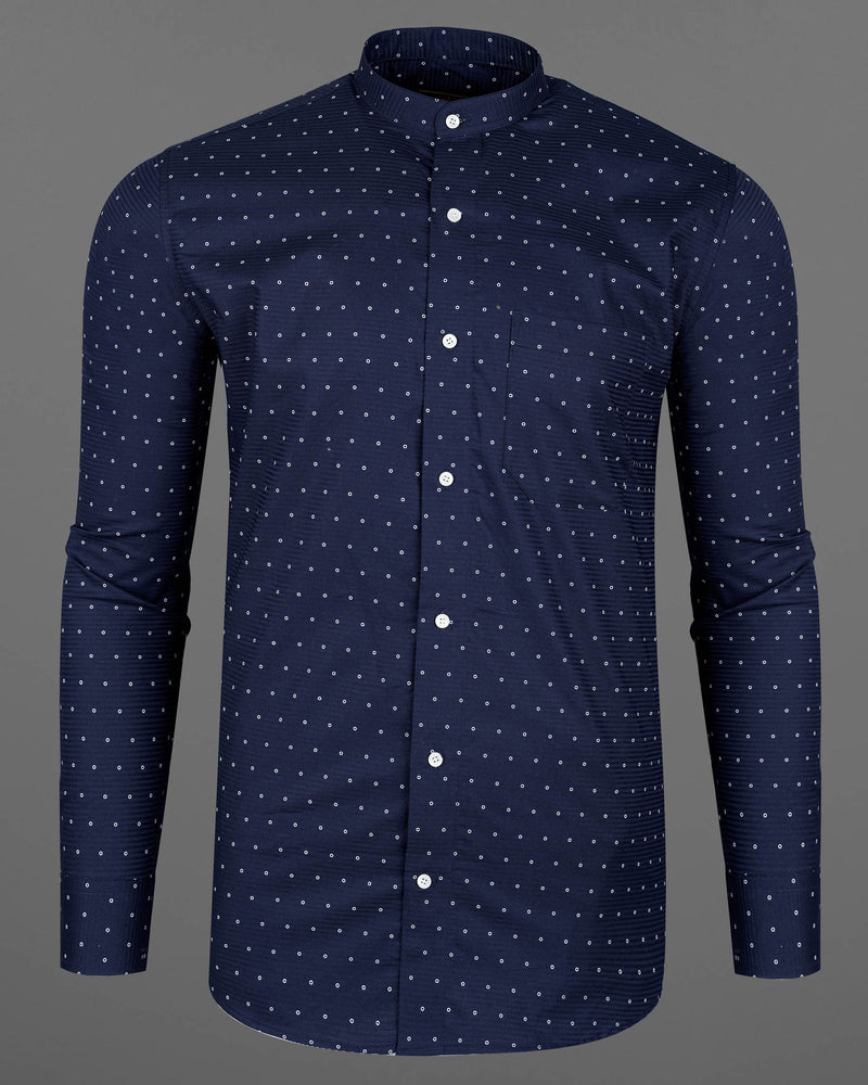Tangaroa Navy Blue Dobby Textured Premium Giza Cotton Shirt