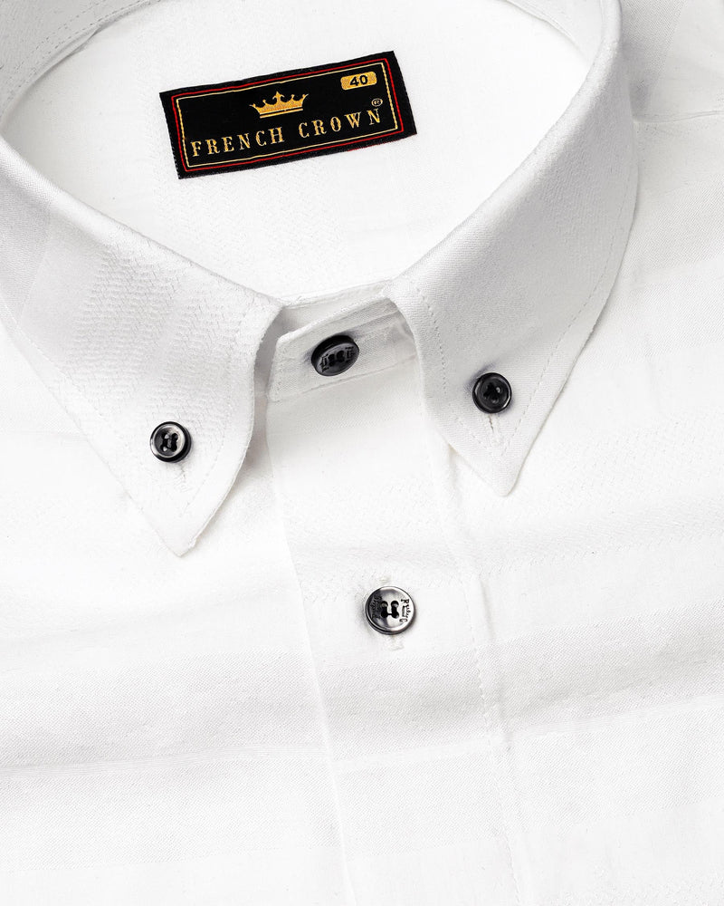 Bright White Dobby Textured Premium Giza Cotton Shirt