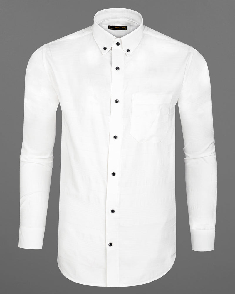 Bright White Dobby Textured Premium Giza Cotton Shirt