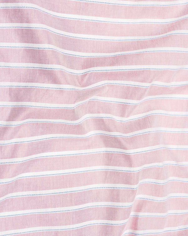 Twilight Pink With White Striped Dobby Textured  Premium Giza Cotton Shirt